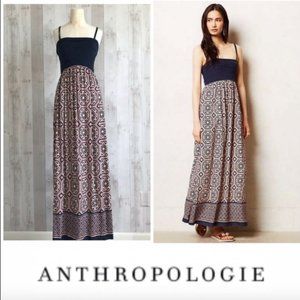 Anthropologie Lilka Geo Navy Pink Maxi Dress XS